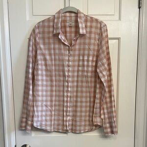 J. Crew Women's Pink Checkered Button Down Shirt